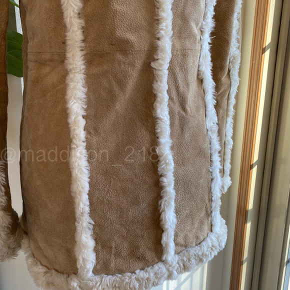 Wilson’s Leather Maxima Small Leather Patchwork Coat Faux Fur Tan Brown S - Picture 12 of 15